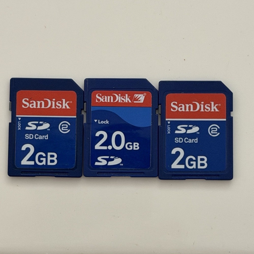 Lot Of 3 SanDisk 2GB SD Flash Memory CARD